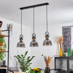 Suspension Verre Fumé-hofstein Suspension Trejos Noir, 3 lumières