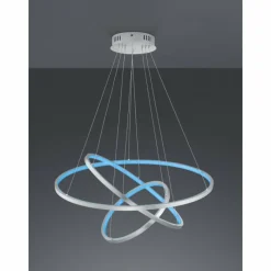Luminaires Trio Suspension Trio Aaron LED Nickel mat, 1 lumière, Télécommandes, Changeur de couleurs