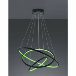 Luminaires Trio Suspension Trio Aaron LED Anthracite, 1 lumière, Télécommandes, Changeur de couleurs