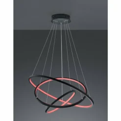 Luminaires Trio Suspension Trio Aaron LED Anthracite, 1 lumière, Télécommandes, Changeur de couleurs