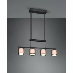 Lampes En Tissu-Luminaires Trio Suspension Trio Burton Noir, 4 lumières