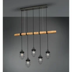 Lampes Vintages & Rétros-Luminaires Trio Suspension Trio Forester Brun foncé, Nickel mat, 5 lumières