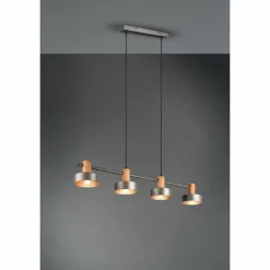 Lampes Industrielles-Luminaires Trio Suspension Trio Gaya Brun foncé, Nickel mat, 4 lumières