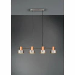 Lampes Industrielles-Luminaires Trio Suspension Trio Gaya Brun foncé, Nickel mat, 4 lumières