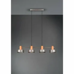 Lampes Industrielles-Luminaires Trio Suspension Trio Gaya Brun foncé, Nickel mat, 4 lumières