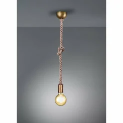 Style Boho-Chic-Luminaires Trio Suspension Trio Leuchten CORD Brun, Laiton, 1 lumière