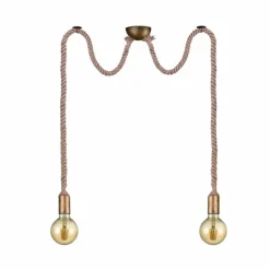 Luminaires Scandinaves-Luminaires Trio Suspension Trio Leuchten CORD Brun, Laiton, 2 lumières