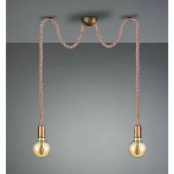 Luminaires Scandinaves-Luminaires Trio Suspension Trio Leuchten CORD Brun, Laiton, 2 lumières