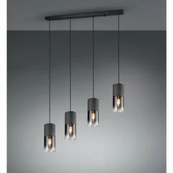 Luminaires Trio Suspension Trio Leuchten ROBIN Noir, 4 lumières