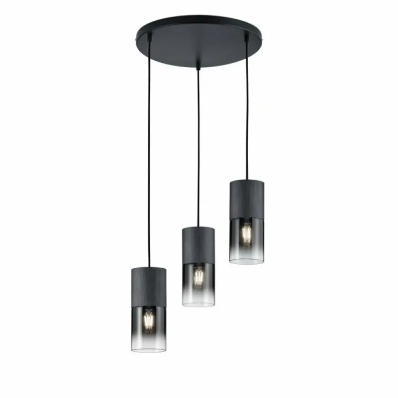 Luminaires Scandinaves-Luminaires Trio Suspension Trio Leuchten ROBIN Noir, 3 lumières