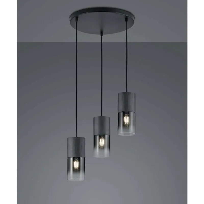 Luminaires Scandinaves-Luminaires Trio Suspension Trio Leuchten ROBIN Noir, 3 lumières