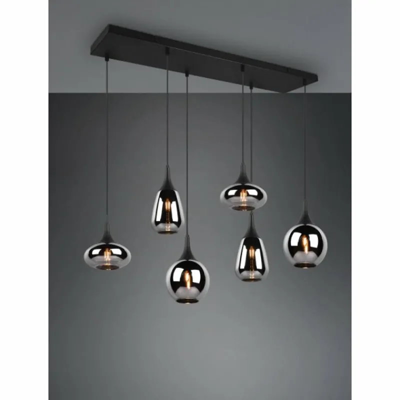 Luminaires Trio Suspension Trio Lumina Noir, 6 lumières