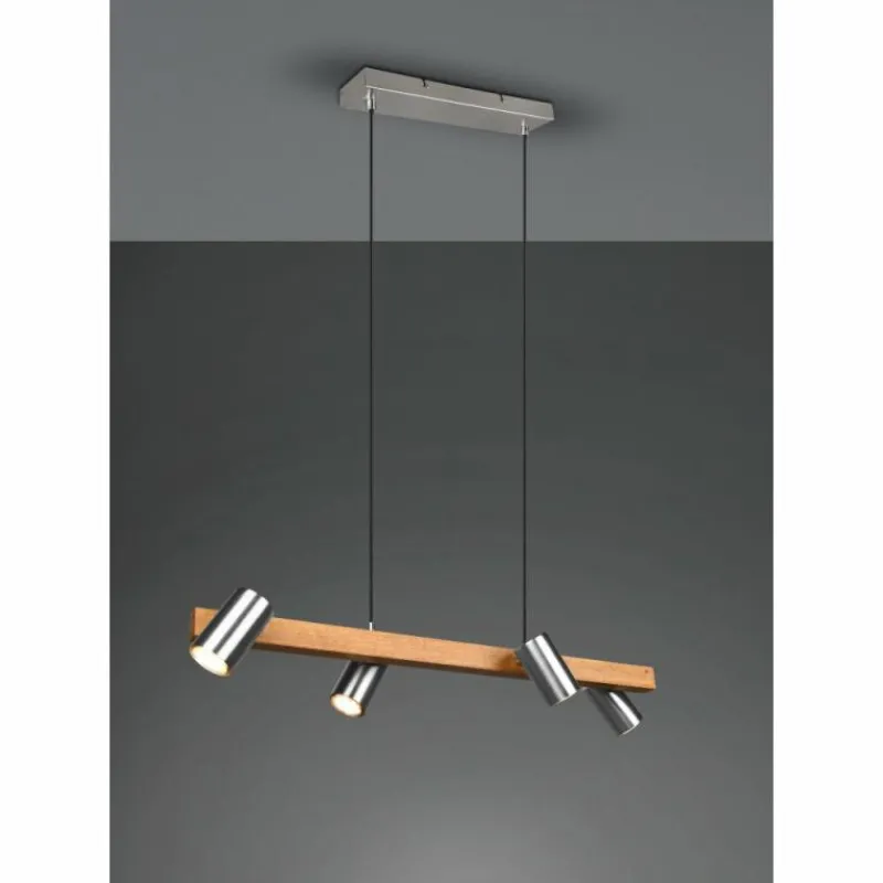 Lampes En Bois-Luminaires Trio Suspension Trio MARLEY Écru, Nickel mat, 4 lumières
