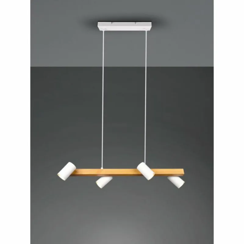 Lampes En Bois-Luminaires Trio Suspension Trio MARLEY Écru, Blanc, 4 lumières