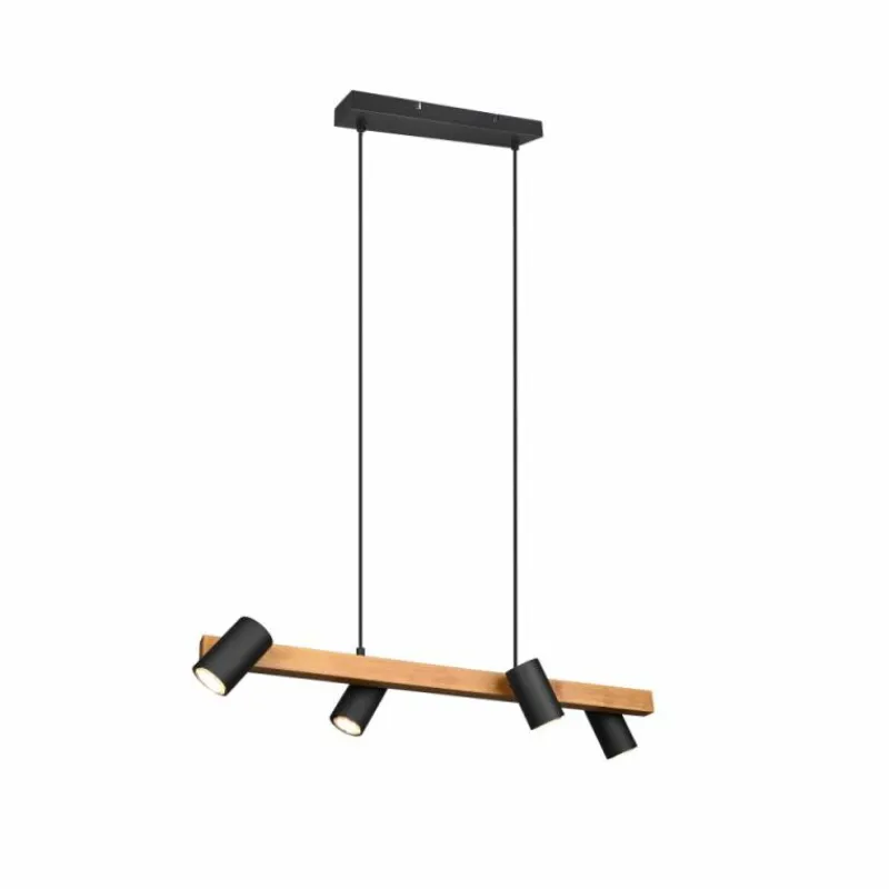 Lampes En Bois-Luminaires Trio Suspension Trio MARLEY Écru, Noir, 4 lumières