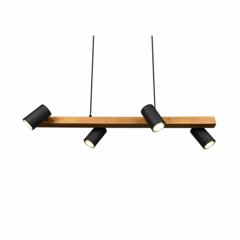 Lampes En Bois-Luminaires Trio Suspension Trio MARLEY Écru, Noir, 4 lumières