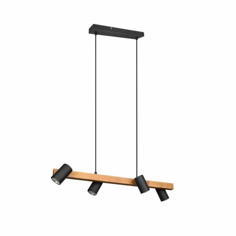 Lampes En Bois-Luminaires Trio Suspension Trio MARLEY Écru, Noir, 4 lumières