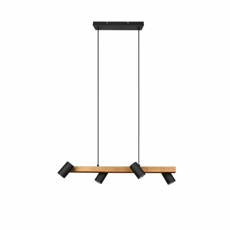 Lampes En Bois-Luminaires Trio Suspension Trio MARLEY Écru, Noir, 4 lumières