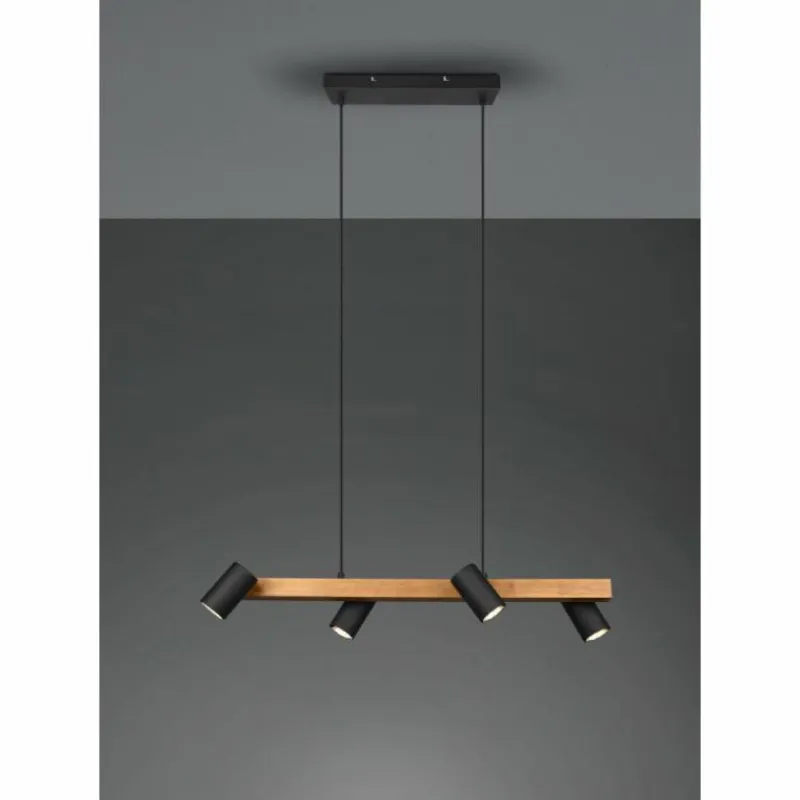 Lampes En Bois-Luminaires Trio Suspension Trio MARLEY Écru, Noir, 4 lumières