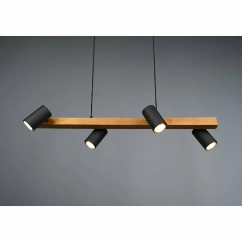 Lampes En Bois-Luminaires Trio Suspension Trio MARLEY Écru, Noir, 4 lumières