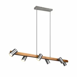 Lampes En Bois-Luminaires Trio Suspension Trio Marley Écru, Nickel mat, 6 lumières