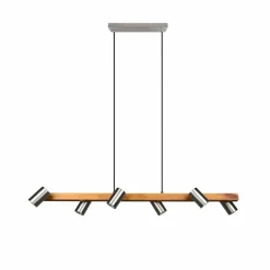 Lampes En Bois-Luminaires Trio Suspension Trio Marley Écru, Nickel mat, 6 lumières