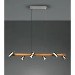 Lampes En Bois-Luminaires Trio Suspension Trio Marley Écru, Nickel mat, 6 lumières