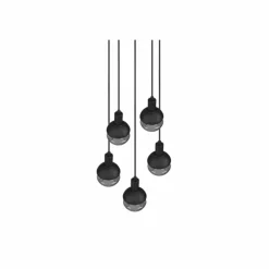 Suspension Verre Fumé-Luminaires Trio Suspension Trio Mela Noir, 5 lumières