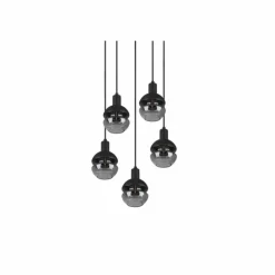Suspension Verre Fumé-Luminaires Trio Suspension Trio Mela Noir, 5 lumières