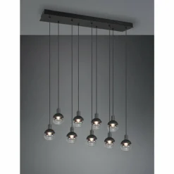 Suspension Verre Fumé-Luminaires Trio Suspension Trio Mela Noir, 9 lumières