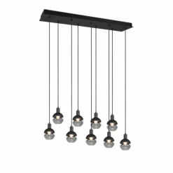 Suspension Verre Fumé-Luminaires Trio Suspension Trio Mela Noir, 9 lumières