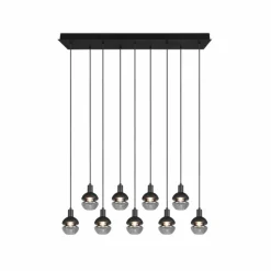 Suspension Verre Fumé-Luminaires Trio Suspension Trio Mela Noir, 9 lumières