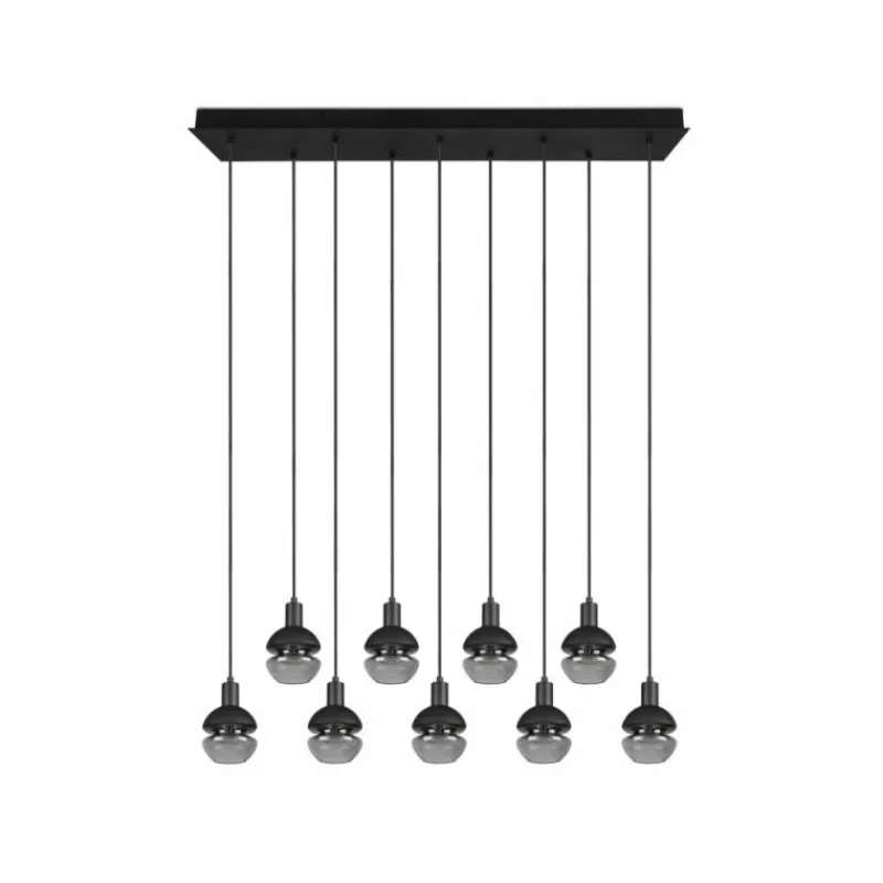 Suspension Verre Fumé-Luminaires Trio Suspension Trio Mela Noir, 9 lumières