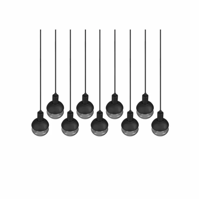 Suspension Verre Fumé-Luminaires Trio Suspension Trio Mela Noir, 9 lumières