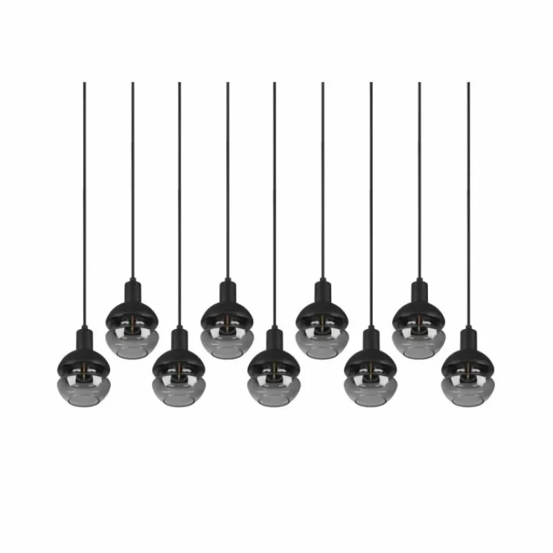 Suspension Verre Fumé-Luminaires Trio Suspension Trio Mela Noir, 9 lumières