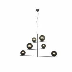 Suspension Verre Fumé-Luminaires Trio Suspension Trio Pure Anthracite, 6 lumières