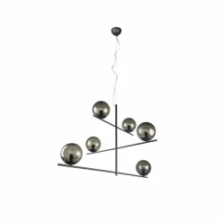 Suspension Verre Fumé-Luminaires Trio Suspension Trio Pure Anthracite, 6 lumières