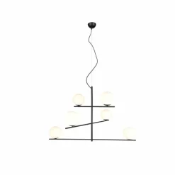 Luminaires Trio Suspension Trio Pure Noir, 6 lumières