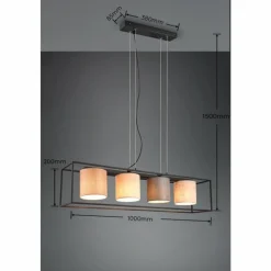 Luminaires Trio Suspension Trio Ross Noir, 4 lumières* Suspensions
