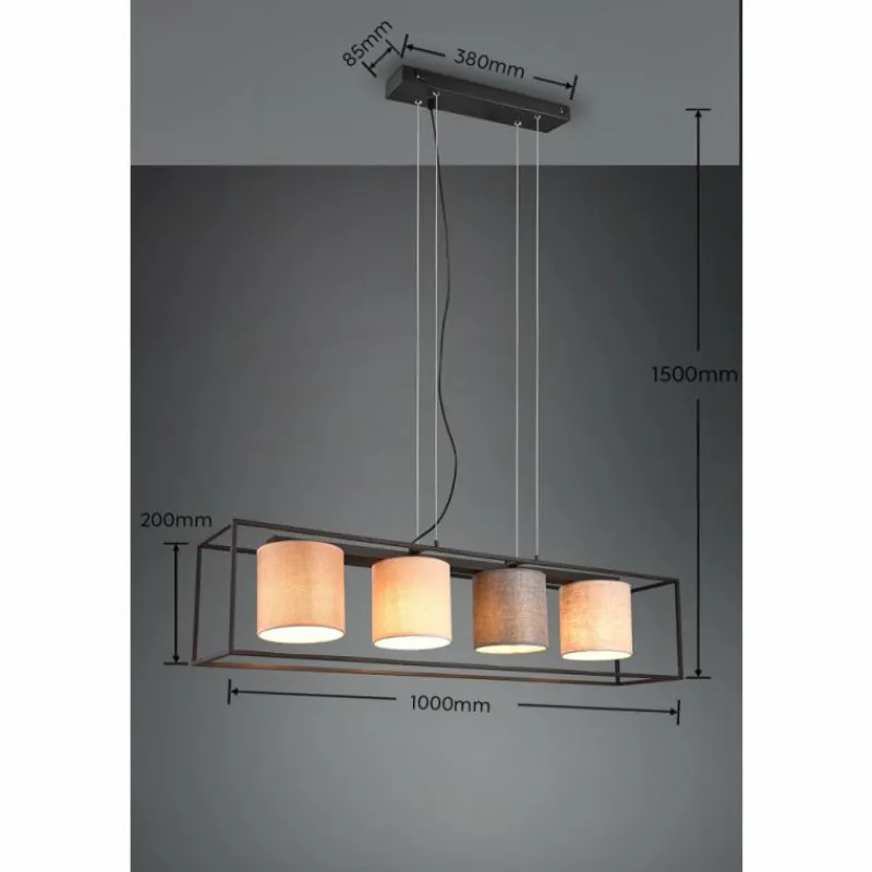 Luminaires Trio Suspension Trio Ross Noir, 4 lumières* Suspensions