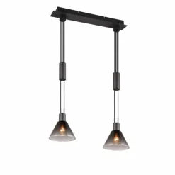 Suspension Verre Fumé-Luminaires Trio Suspension Trio STANLEY Noir, 2 lumières