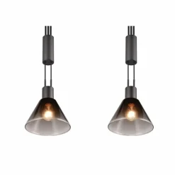 Suspension Verre Fumé-Luminaires Trio Suspension Trio STANLEY Noir, 2 lumières