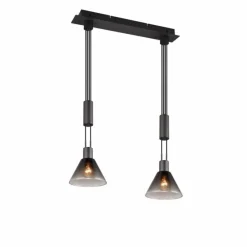 Suspension Verre Fumé-Luminaires Trio Suspension Trio STANLEY Noir, 2 lumières