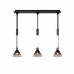 Suspension Verre Fumé-Luminaires Trio Suspension Trio STANLEY Noir, 3 lumières