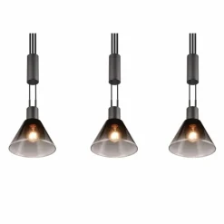 Suspension Verre Fumé-Luminaires Trio Suspension Trio STANLEY Noir, 3 lumières
