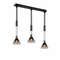 Suspension Verre Fumé-Luminaires Trio Suspension Trio STANLEY Noir, 3 lumières