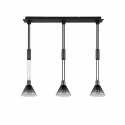 Suspension Verre Fumé-Luminaires Trio Suspension Trio STANLEY Noir, 3 lumières