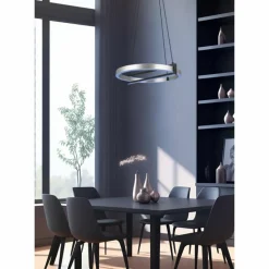 Luminaires Trio Suspension Trio Thompson LED Aluminium brossé, 1 lumière, Télécommandes, Changeur de couleurs