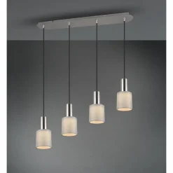 Lampes En Tissu-Luminaires Trio Suspension Trio Wailer LED Nickel mat, 4 lumières