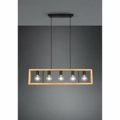 Lampes Vintages & Rétros-Luminaires Trio Suspension Trio-Leuchten Agra Noir, 5 lumières